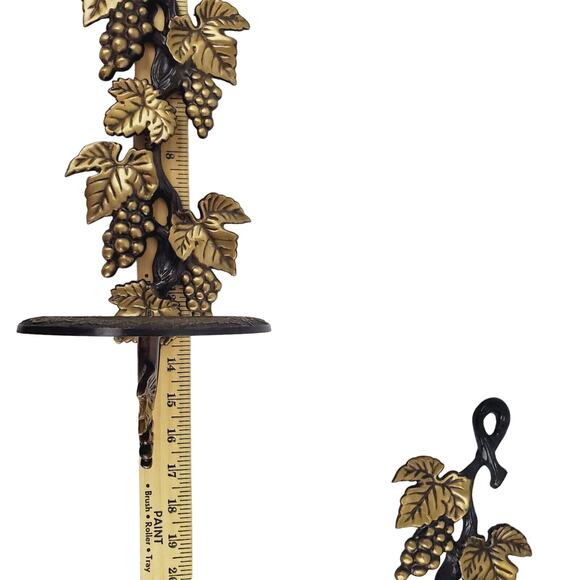 Brass Grape Vine Wall Hanging Pillar Candle Holder Pair Adults 15" Made In India - Picture 8 of 12